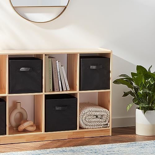 Amazon Basics Collapsible Fabric Storage Cubes Organizer with Handles, Sturdy, Black, 10.5-x-10.5-x-11-inch, Pack of 6