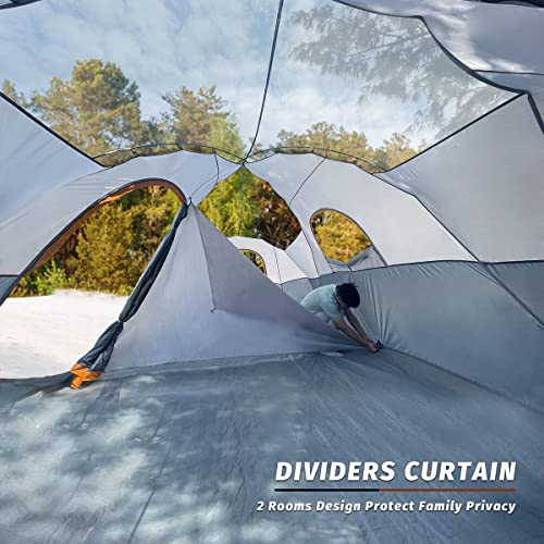 UNP Camping Tent 10-Person-Family Tents, Parties, Music Festival Tent, Big, Easy Up, 5 Large Mesh Windows, Double Layer, 2...