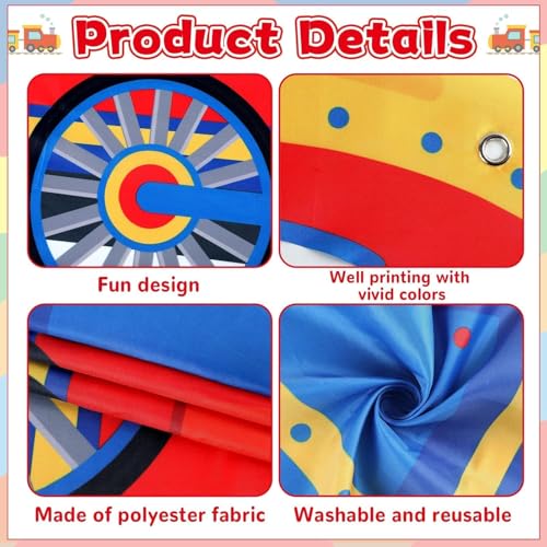 Train Shaped Photo Prop Selfie Frame Party Banner Large Fabric Steam Car Photo Booth Prop Decoration Colorful Train Backgr...
