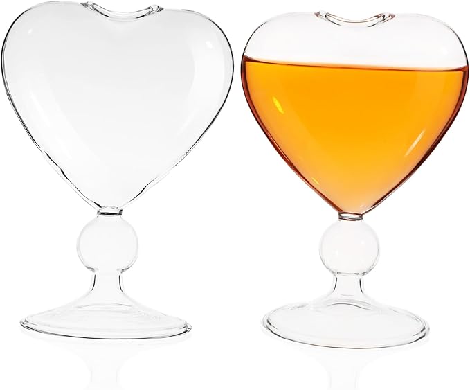 CIYODO Heart Shaped Cocktail Goblets for Wedding Party Exquisite Glass Drinkware for Bar Supply Celebration Glasses for Sp...