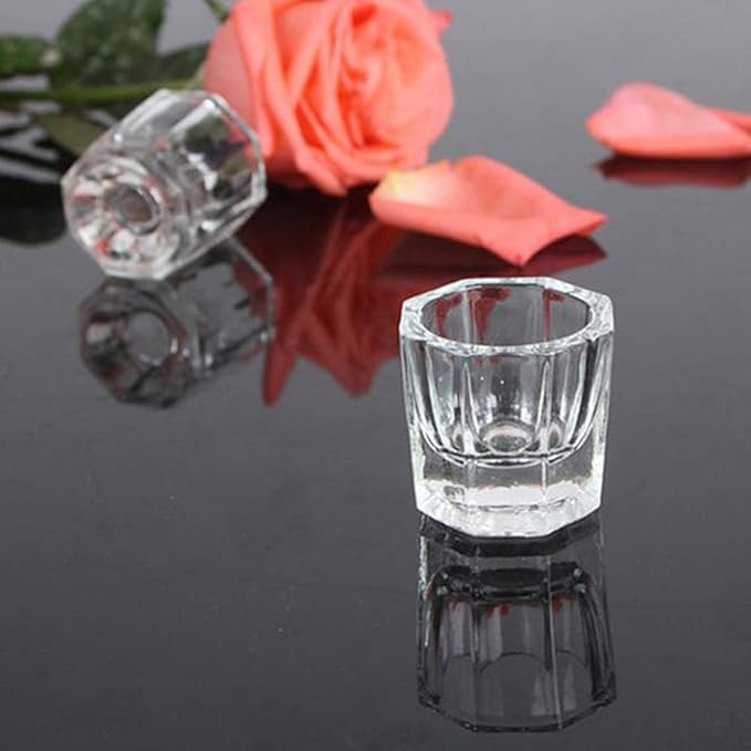 Bulex 2 Pack Dappen Dish Cups for Nail Art Acrylic Liquid - Clear Glass Nail Monomer Liquid Bowl Dampen Dish Acrylic Powder Holder, Acrylic Glass Jar for Nails