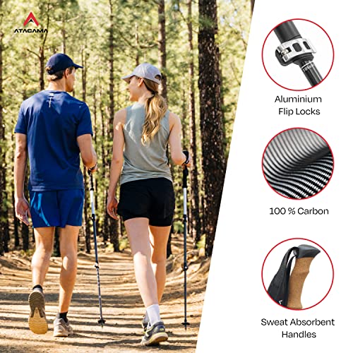 ATACAMA Lightweight Foldable Carbon and Aluminum 7075 Collapsible Hiking Sticks with Cork Handle - Hiking Poles Telescopic...