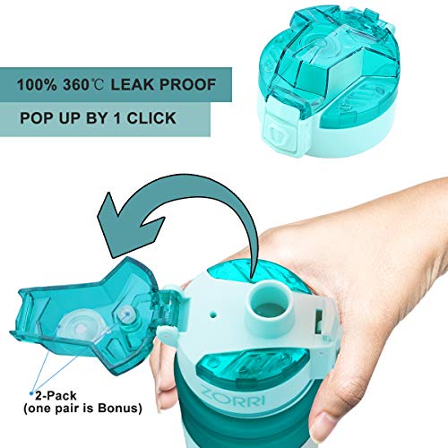 ZORRI Sports Water Bottle, 400/500/700ml/1L, BPA Free Leak Proof Tritan Lightweight Bottles for Outdoors,Camping,Cycling,F...