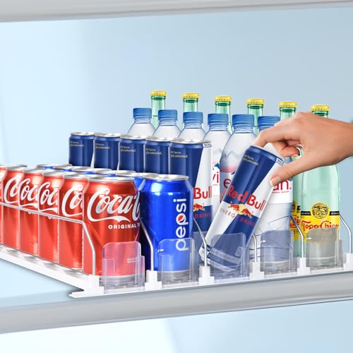 Drink Organizer For Fridge - Fridge Organizers Self Pushing Drink Dispenser, Drink Dispenser for Fridge w/Smooth Spring & ...