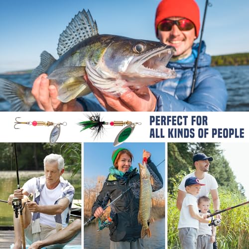 YPWUE Rooster Tail Fishing Lures – Inline Spinner Baits Kit for Trout, Bass & Salmon – Effective in Freshwater, Streams & ...