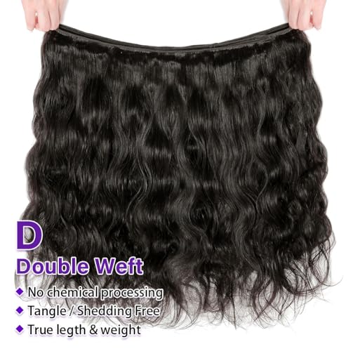 Body Wave Bundles Human Hair 16 18 20 Inch 3 Bundles Human Hair 300g 100% Unprocessed Brazilian Virgin Raw Hair Extensions Natural Black Weave Real Human Hair Bundles for Women