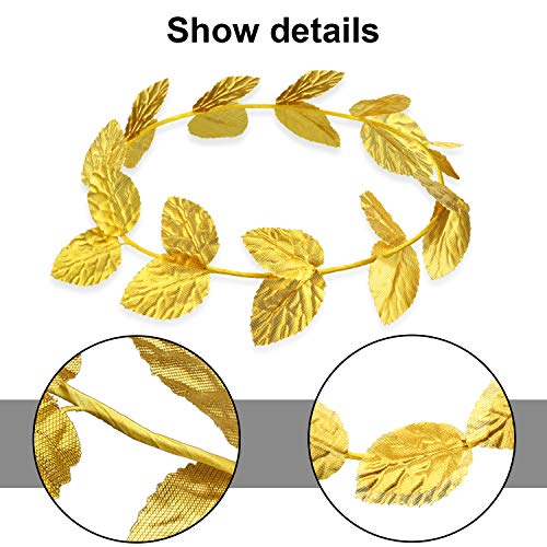 meekoo Gold Laurel Crown Wreath Greek Leaf Headband Toga Party Roman Caesar Headpiece Goddess Costume for Women Men Weddin...