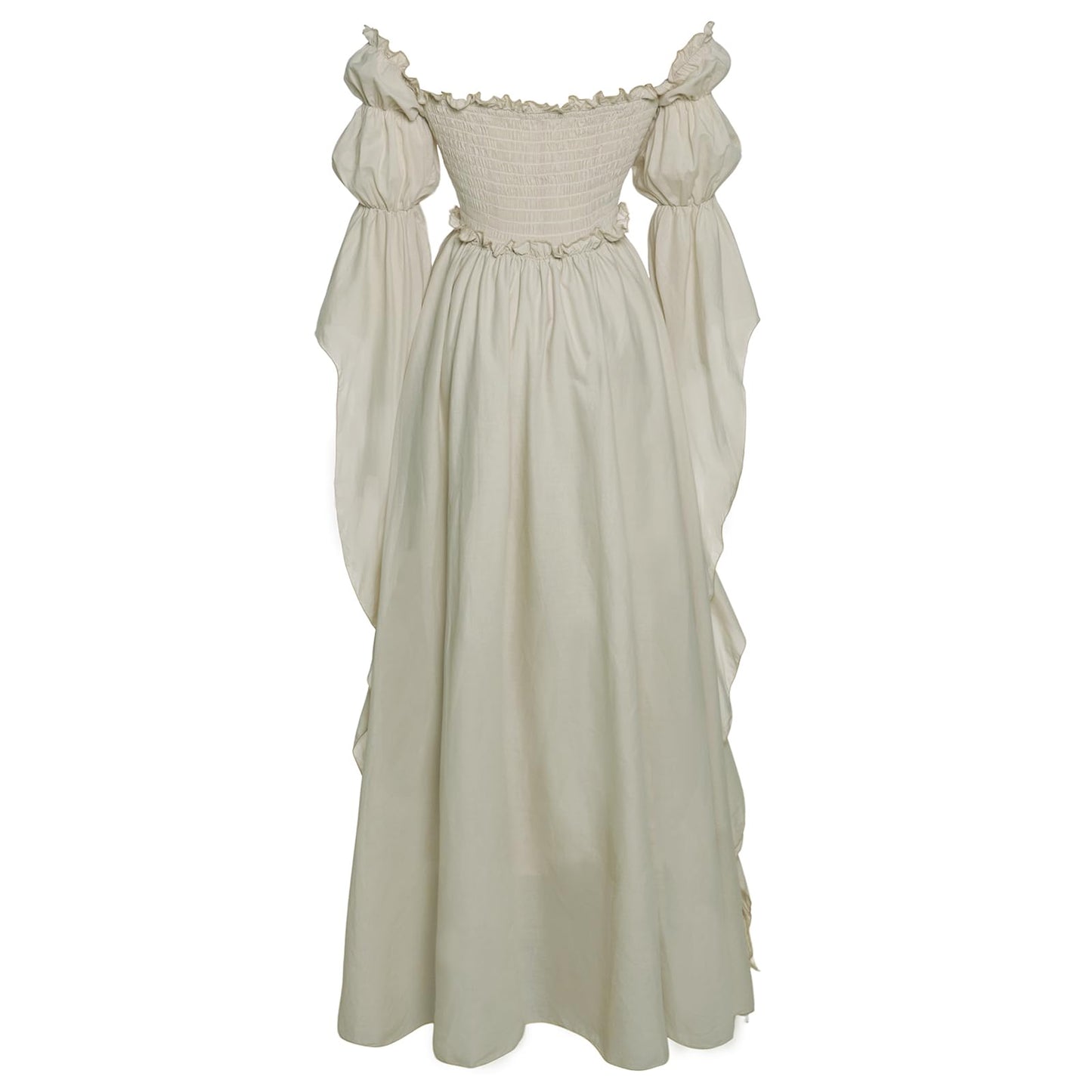 Vibsion Medieval Renaissance Dress Renaissance Faire Costume for Women Victorian Gothic Witch Wedding Dresses S/M Beige