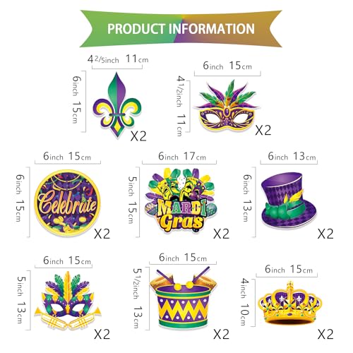 34Pcs Mardi Gras Party Decorations, Mardi Gras Banner and Masquerade Hanging Decorations, Mardi Gras Party Supplies Banner...