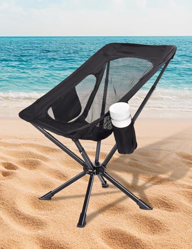 Docusvect Portable Chairs for Adults Foldable, Fast Setup, Lightweight & Small Folding Chair with Cup Holder, Side Pocket ...