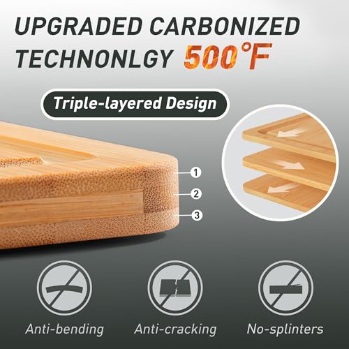 Bamboo Cutting Board Set Non Slip Feet with Holder Over Sink Kitchen Gadgets Seller 2025 First Apartment Must Haves Things...