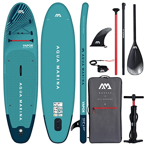 Aqua Marina Vapor SUP Inflatable Stand Up Paddle Board with Paddle, Leash, Magic Back Pack and Double Action Pump