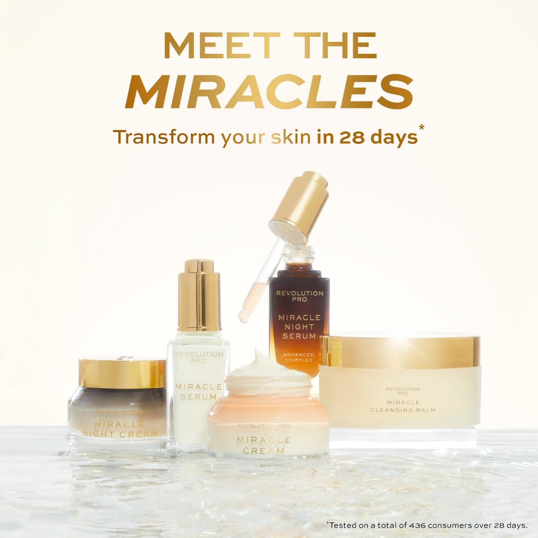Revolution Pro Miracle Night Rescue Serum Advanced Complex, Overnight Face Serum, Smooths & Plumps Skin with Hyaluronic Acid & Peptides, 1 oz