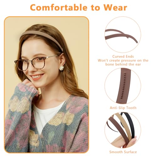 KOVOLITU 3 Pack Headbands Designed for Eyewear,Flex No Pressure Hairbands for Women Comfortable Plastic Headbands with Tee...