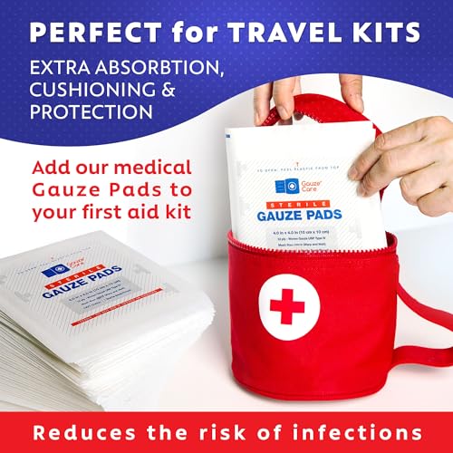 100pc Large Sterile Gauze Pads 4x4 Sterile for Wounds Bulk - 12ply Woven Gauze Sponges 4x4 Sterile - USP IV Breathable Mes...
