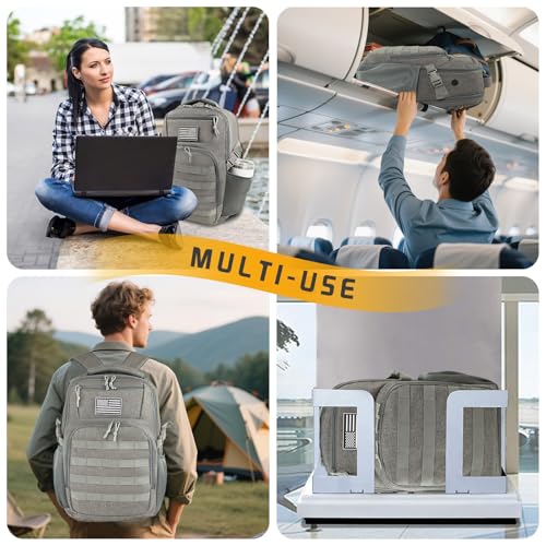 Ogguno 15'' Travel Laptop Backpack for Men, 25L Tactical College Backpacks with Water Pouches Both Sides, Portable Backpac...