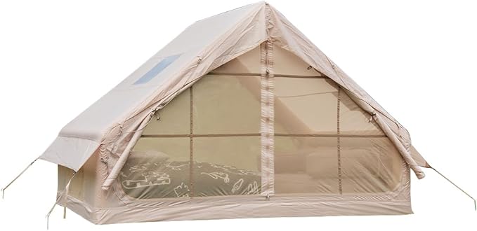 Inflatable Tents for Camping, Blow Up Tent with Hand Pump, Easy Setup 4 Season Inflatable Tent with Mesh & Chimney Windo...