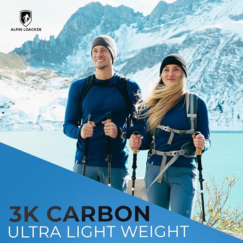 ALPIN LOACKER Collapsible Trekking Poles for Hiking I Carbon or Aluminum Hiking Poles Ultra Lightweight I Adjustable Trekk...