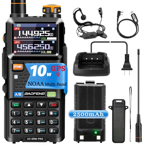 BAOFENG GPS Radio UV-5RM PRO: 10W Ham Radios Long Range, Multi-Band GMRS Handheld Radio 5RM PRO GPS Position Share and Req...