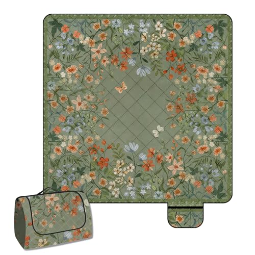 MUGINYU 80"x80"Picnic Beach Blanket Waterproof Extra Large Outdoor SandProof,3-Layer Fabric Picnic Mat Washable Foldable &...