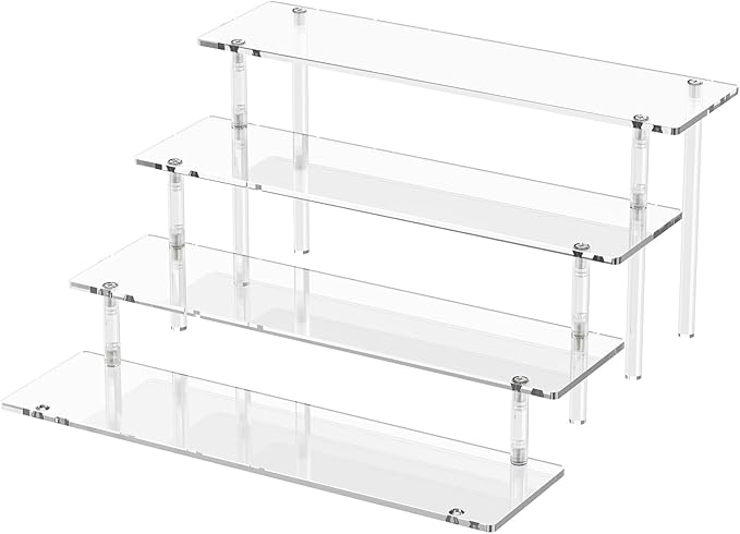 4 Tier Acrylic Display Risers, Clear Perfume Organizer Stand, Large Cupcake Stand Holder, Dessert Display for Party, Displ...