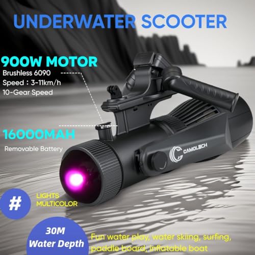 Camolech 900W Paddle Board Motor Underwater Scooter – High-Speed Sea Scooter with 16AH Removable Battery for SUP, Kayak, S...