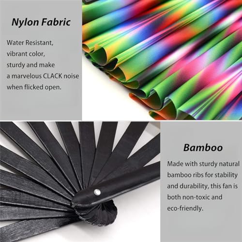 YKuzLx 13‘’ Large Rave Fan for Men Women, Popping Fan for Line Dancing, Decorative Folding Hand Fan for Party, Home Decora...
