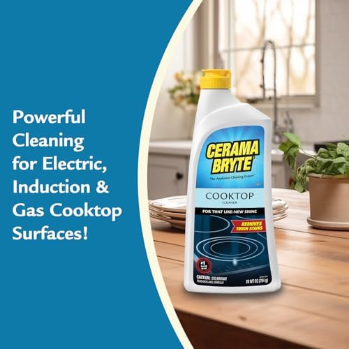 Cerama Bryte Glass Cooktop and Stove Top Cleaner Combo Kit - Includes Cleaning Tool, Razor, Scraper and 1 Pad to Remove To...
