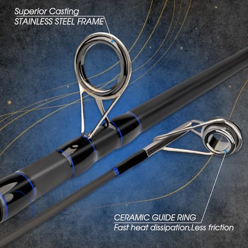 THKFISH 4 Piece/5 Piece Saltwater Travel Rod, Heavy Spinning Fishing Rod Portable Travel Surf Rod Carbon Fiber Saltwater B...
