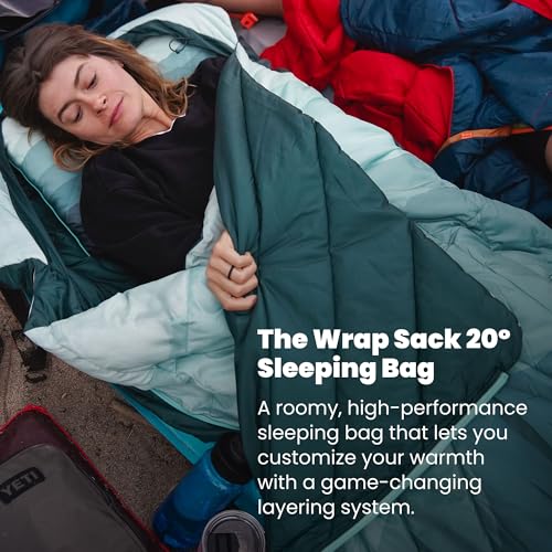 Rumpl Wrap Sack 20-Degree Sleeping Bag for Adaptable 3-Season Comfort, Cascade Fade