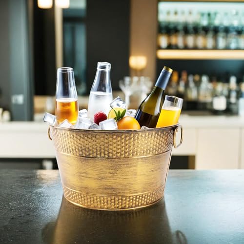 Metal Ice Bucket Galvanized Beverage Tub,Drink Buckets Large Cooler for Wine Beer Champagne Cocktails for Catering, Bars, ...
