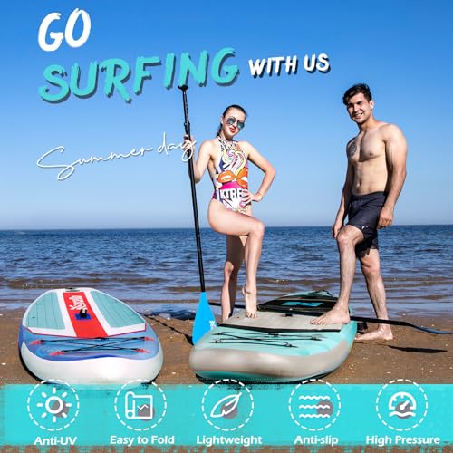 Paddle Board, Inflatable Stand Up Paddle Board，10.6'×33"×6" Ultra-Light SUP Board with Hand Pump, Leash, Repair Kit, Water...