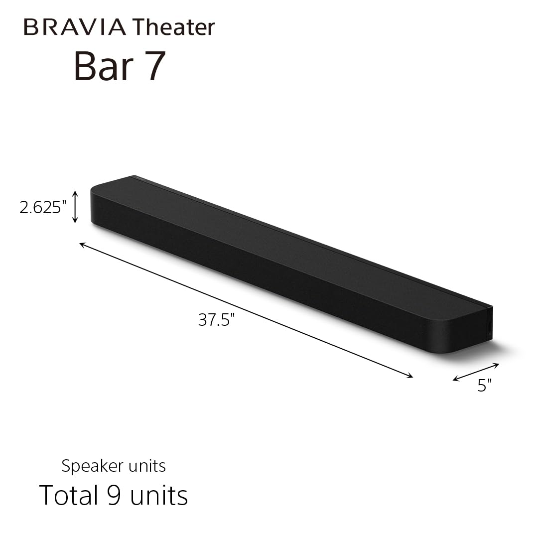 Sony BRAVIA Theater Bar 7 Soundbar for TV Surround Sound Home Theater with 9 Speakers, Dolby Atmos®/DTS:X®, 360 Spatial Sound Mapping, Dual Subwoofer Capability, Bluetooth, HT-A7100, 2026 Model