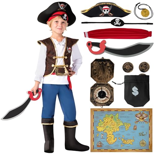 Spooktacular Creations Halloween Pirate Costume Kids, Boys Pirate Costume Set for Toddler Halloween DressUp, Themed Party
