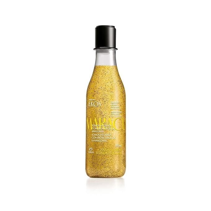 natura - Passion Fruit Soothing Exfoliating Shower Gel - Maracujá Oil & Seed Scrub, Vegan, Sulfate-Free, pH-Balanced Body Exfoliant & Cleanser - Body Wash - Vegan Skin Care - 6.2 fl oz (185ml)