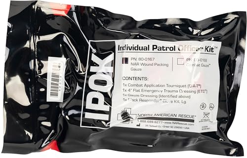 North American Rescue Individual Patrol Officer Kit IPOK (Gauze) NAR Compact First Aid with C-A-T Tourniquet, ETD, Gauze, ...