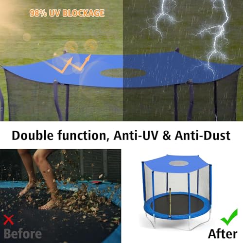Trampoline Shade Cover for 8FT 10FT 12FT 14FT Trampoline, Sunproof Canopy for Outdoor (Blue, 8ft for 6 Poles)