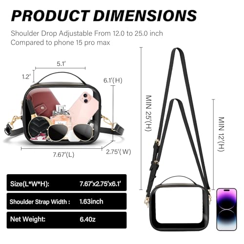 KETIEE Clear Crossbody Bag, Stadium Approved Clear Purse Bag for Concerts Sports Events Festivals