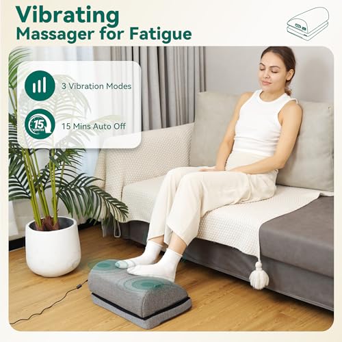 Snailax Heated Foot Rest Under Desk at Work, Desk Foot Stool with Heat & Vibration Massage, Adjustable Height, 2 Heat Leve...