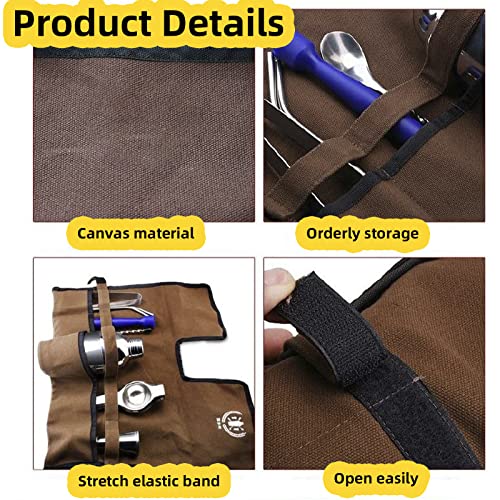 Jaugufiy Canvas Bartender Travel Kit - Professional Bartender Roll Strap Mixology Cocktail Set Bar Tools Carry Bag (Black)