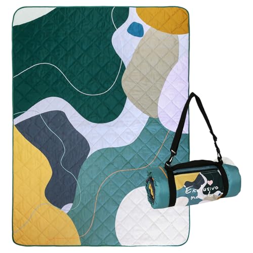 Exclusivo Mezcla Waterproof Picnic Blanket 60x80 Inches Large Multicolor Floral Polyester Sandproof Modern Camping Blanket