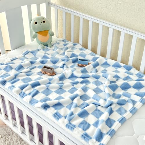 Yurhap Checkered Baby Blanket Fleece Baby Blankets for Boys, Ultra Soft Cozy Fluffy Infant Toddler Newborn Receiving Blank...
