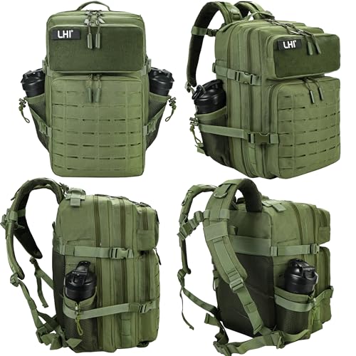LHI Tactical Military Backpack for Men 25L/45L Large Molle Army Assault Pack 3 Day Hiking Rucksack With Bottle Holder