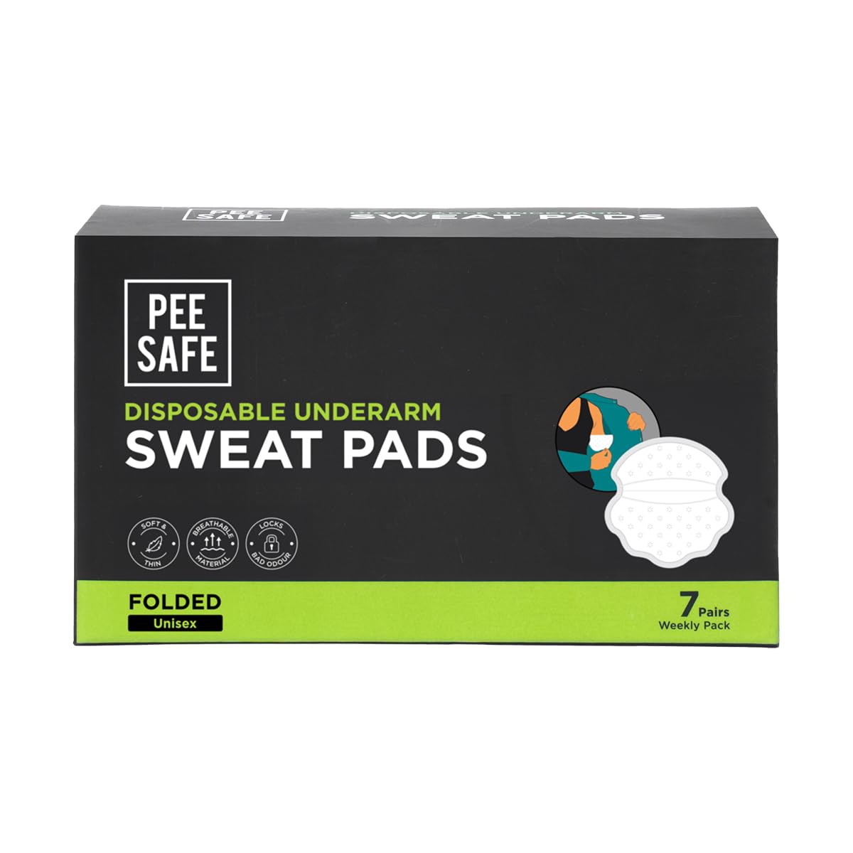 PEESAFE Armpit Sweat Pads - Folded(14 Pads) | Underarm Sweat Pads for Women & Men | Absorbs Sweat & Unpleasant Odor | Armpit Pad
