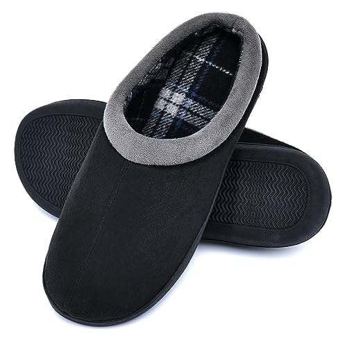 Memory Foam Mens Slippers Slip-On Comfy House Slippers for Men Indoor Outdoor Non-Slip Warm Winter Men’s Bedroom Slippers ...