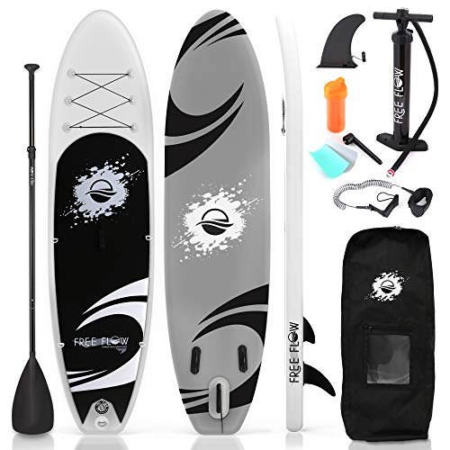 SereneLife Inflatable Stand Up Paddle Board (6 Inches Thick) with Premium SUP Accessories & Carry Bag | Wide Stance & O'Ne...