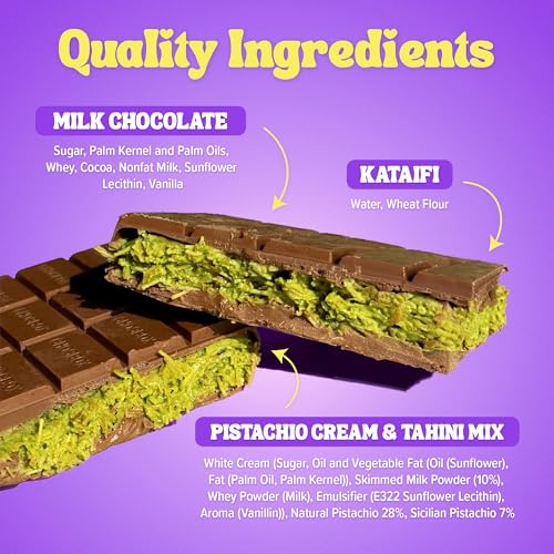 Chocbox Viral Dubai Milk Chocolate Bar Kit - Includes Chocolate Mold, Choc Wafers, Shredded Kataifi, Pistachio Cream - DIY...