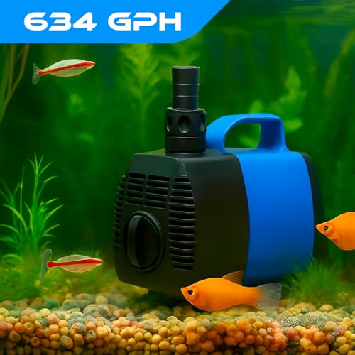 JAJALE 634 GPH Amphibious Submersible and Inline Water Pump - For Aquarium, Pond, Hydroponics, Fountain with Ceramic Shaf...