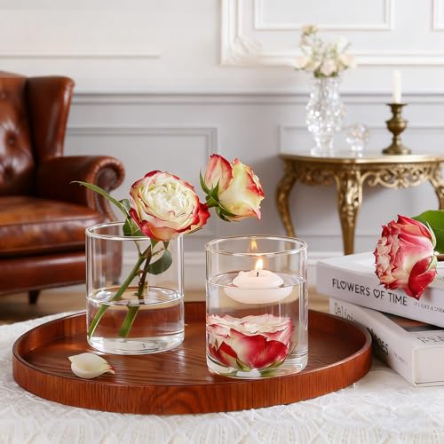 TBWIND 12pcs Small Glass Cylinder Vases for Centerpieces, 4 Inch Clear Flowers Vase for Wedding Decorations, Glass Hurrica...