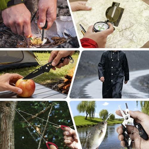 2025 Survival Kit Advent Calendar for Men - 24 Days Survival Gears Gifts - 33pcs Cool Gadgets for Outdoor Camping Fishing ...
